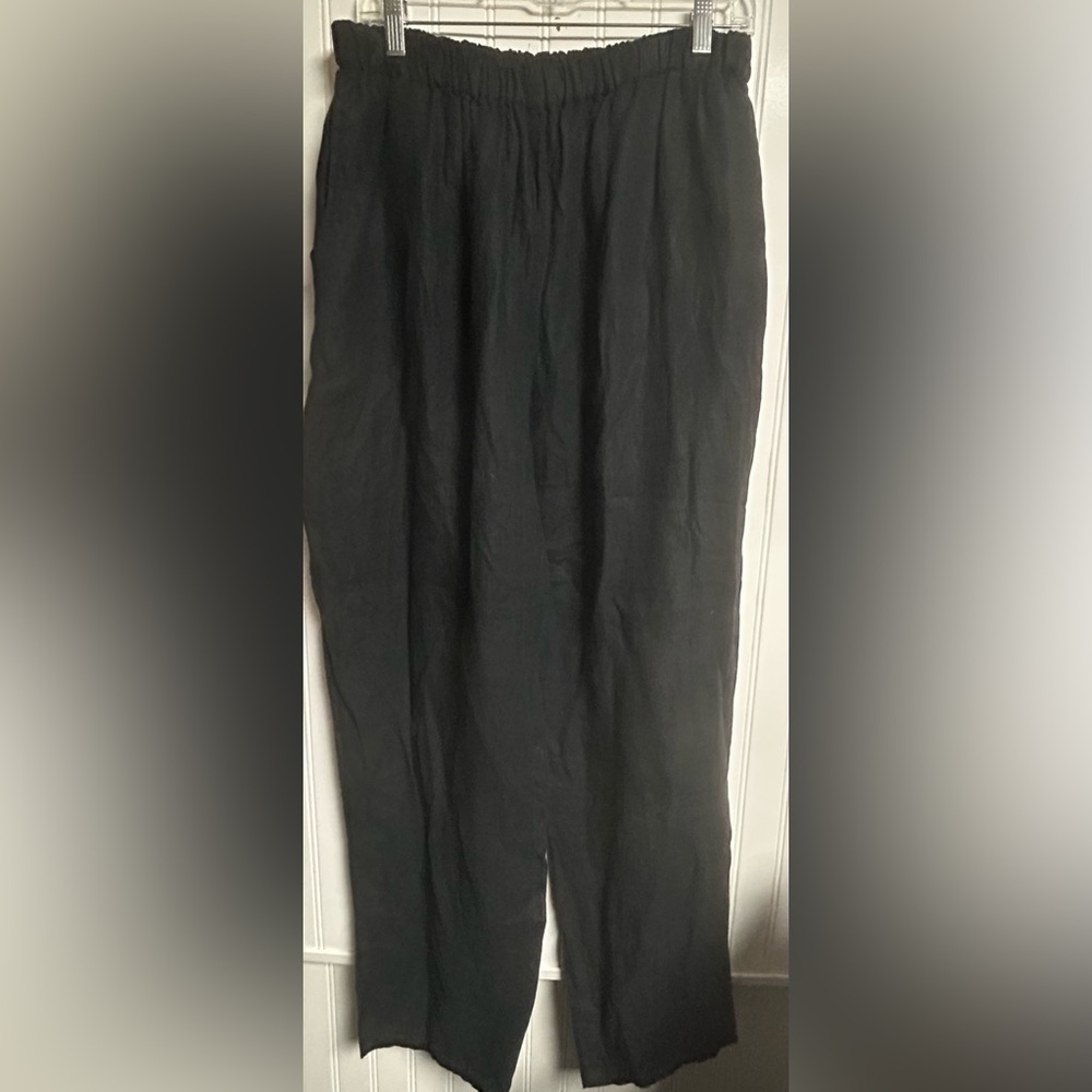 FLAX Pants Sz 1G 18-20 Black LAGONLOOK 100% Linen